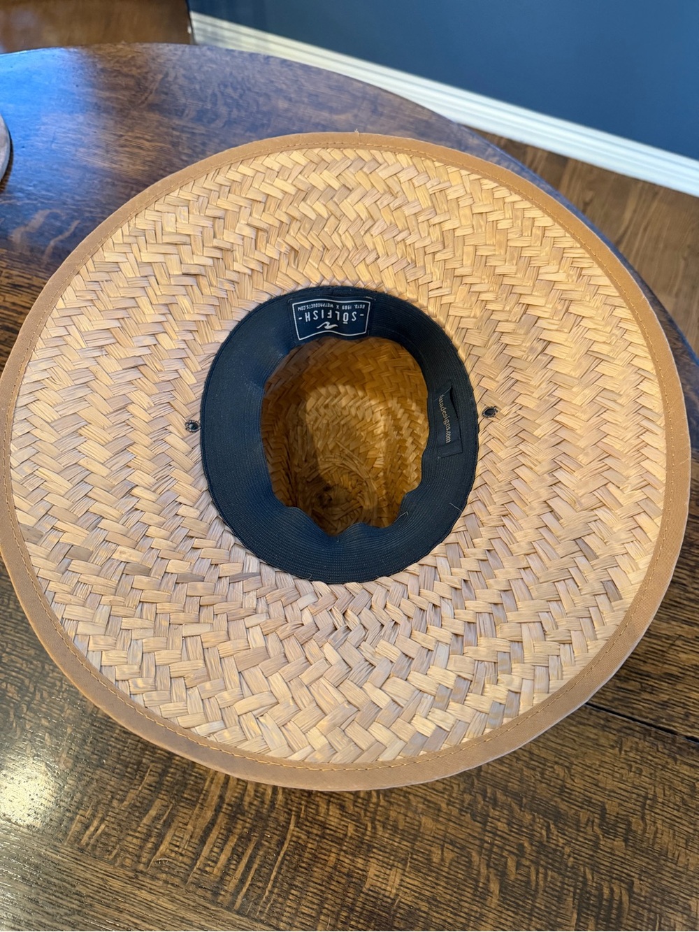 Riata Woven Straw Sun Hat with Aqua Striped Bow - Picture 7 of 12
